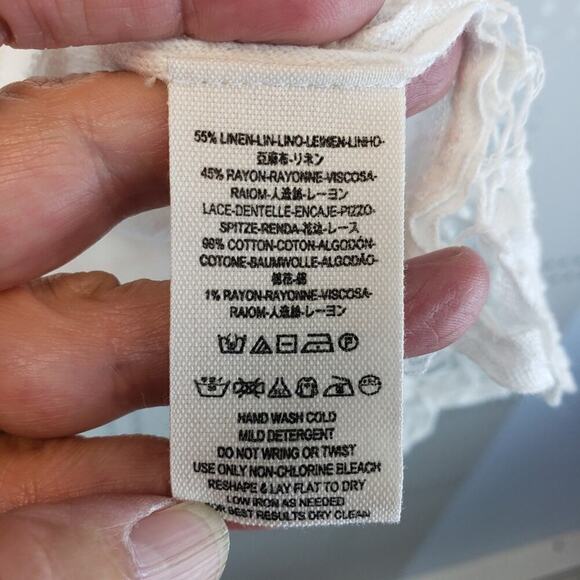 Free People Pink Striped Top with Lace sides panel SZ S - Picture 7 of 8